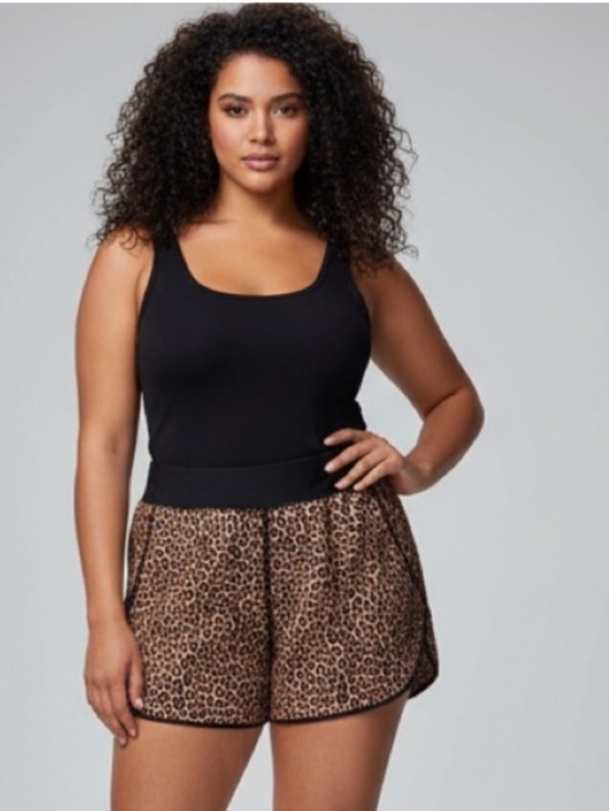 Lands' End Pants - Women's Lands' End Plus 18 Brown Black Leopard Print Athletic Shorts